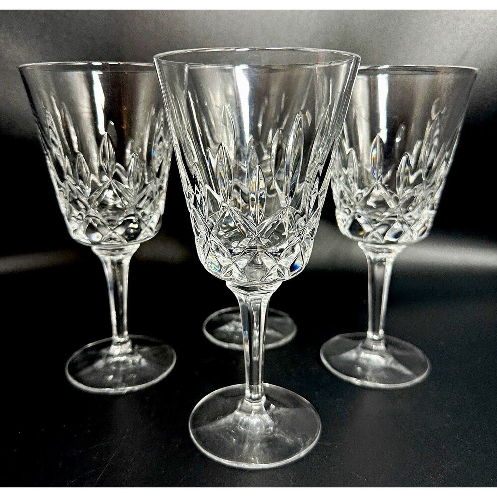 Vtg Gorham King Edward Lead Crystal Water Wine Goblets Set 4 Crystal Barware